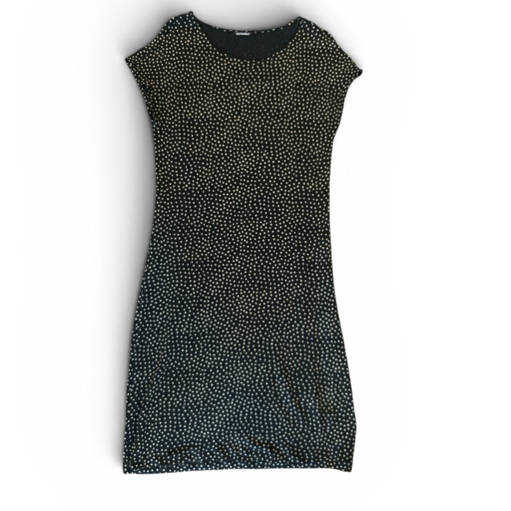 Marimekko Black Dress with White Mini Dot Print -, Linen Flax very soft M